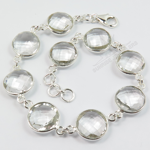 Crystal Quartz Bracelet in Sterling Silver